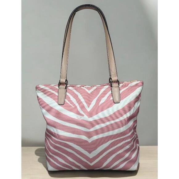 Coach F23283 Zebra Print Canvas Tote Bag & Matching Wristlet - Picture 3 of 14